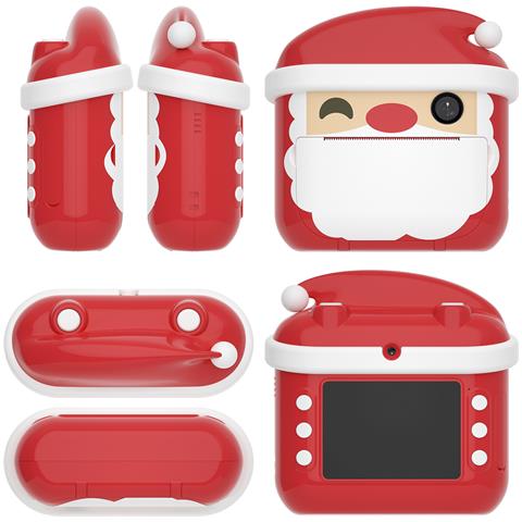 Fotocamera Digitale, Design Babbo Natale, Con Foto Da 12mpx E Video Hd Per Bambini. Stampa Istantanea Delle Tue Foto Preferite. 12,6x4,2x8,5 Cm. Colore Rosso - Foto 6