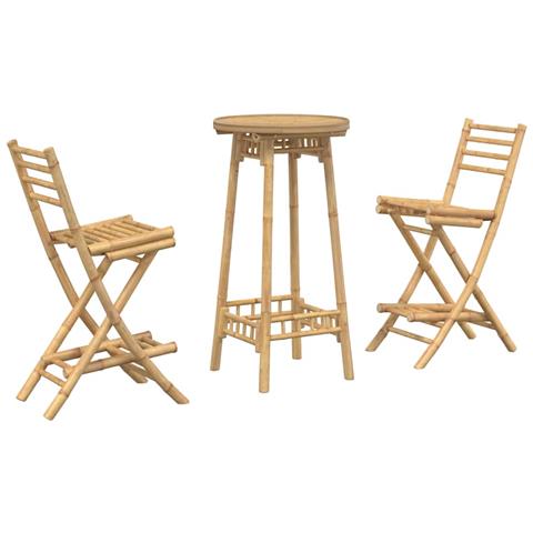 Set Bar Da Esterno 3 Pz Pieghevole In Bambù - Foto 2