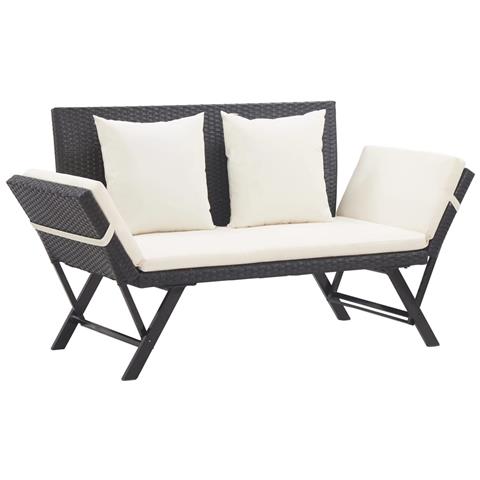 Lusso Casadino -  Panchina Da Giardino Con Cuscini 176 Cm Nera In Polyrattan - Foto 2
