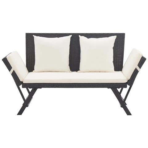 Lusso Casadino -  Panchina Da Giardino Con Cuscini 176 Cm Nera In Polyrattan - Foto 1