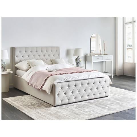 Letto Contenitore Tessuto Amiens 140 X 200 Cm Beige - Foto 1