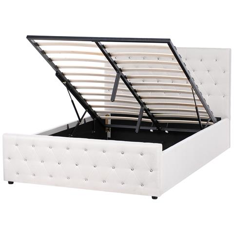Letto Contenitore Tessuto Amiens 140 X 200 Cm Beige - Foto 2