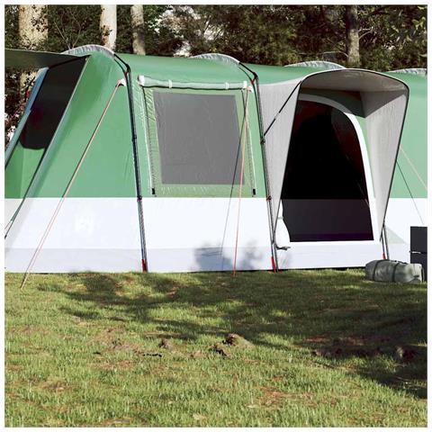 Tenda da Campeggio a Tunnel per 4 Persone Verde Impermeabile - Foto 1