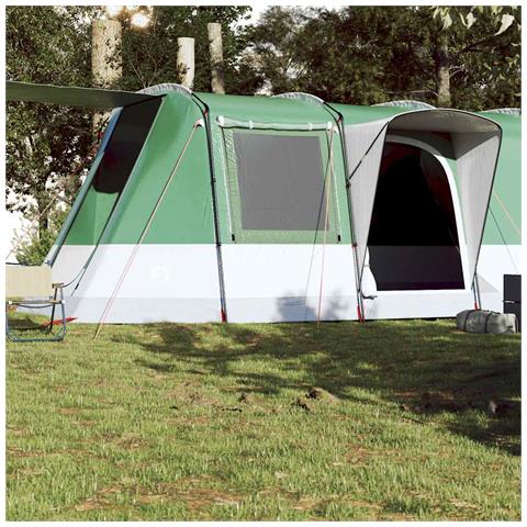 Tenda da Campeggio a Tunnel per 4 Persone Verde Impermeabile - Foto 2