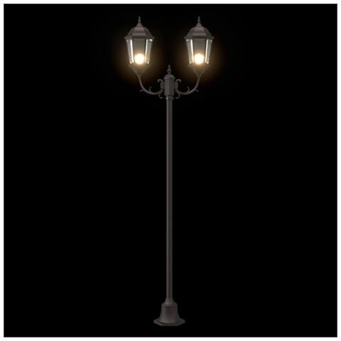 Lampione da Giardino  2-Lampade E27 Bronzo 220 cm Alluminio - Foto 2