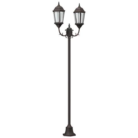 Lampione da Giardino  2-Lampade E27 Bronzo 220 cm Alluminio - Foto 1