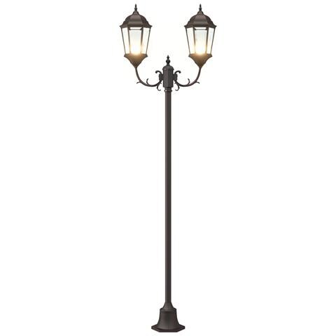 Lampione da Giardino  2-Lampade E27 Bronzo 220 cm Alluminio - Foto 8