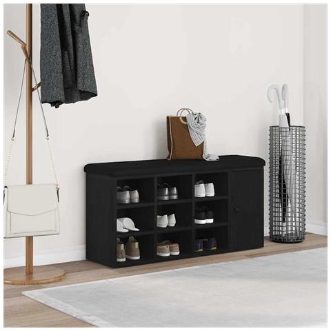 panchina da stoccaggio  Nero Rovere 100x30x48 cm Legno ingegnerizzato - Foto 2