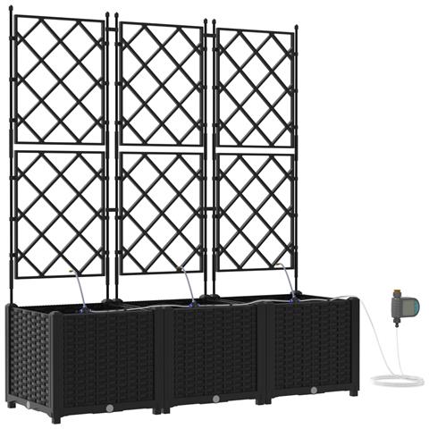 Fioriere con sistema di irrigazione 3 pcs Nero - Foto 1