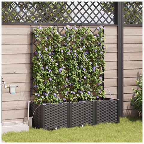 Fioriere con sistema di irrigazione 3 pcs Nero - Foto 2