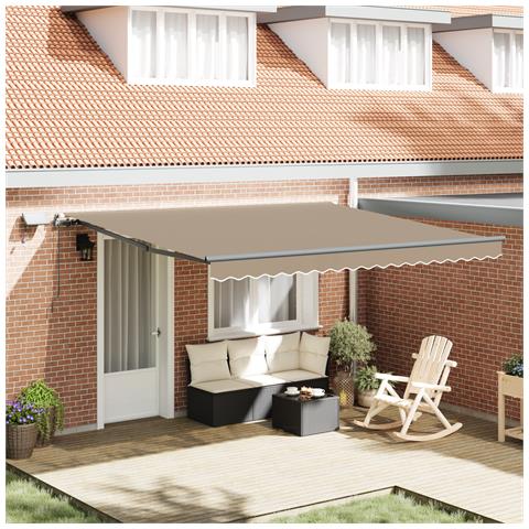 Tenda Retrattile Manuale con LED Beige 400x350 cm - Foto 2