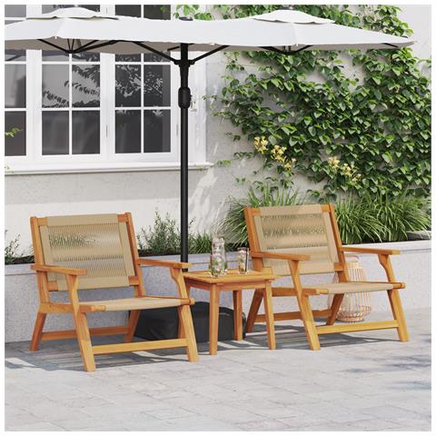 Set di Sedie da Giardino con Tavolo - 3 Pezzi in Legno Massello di Acacia Beige - Foto 2