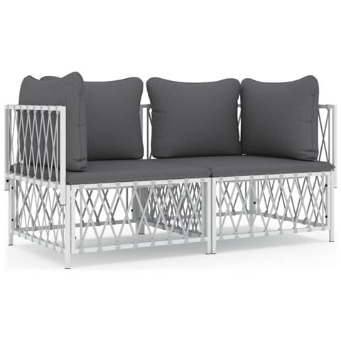 Set Salotto da Giardino 2 pz con Cuscini in Acciaio Bianco - Foto 1