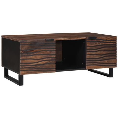 Tavolino da caffè 100x54x40 cm in legno massello e legno ingegnerizzato - Foto 1