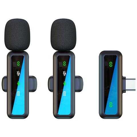 Microfono Lavalier Wireless Doppio Con Type-c, Microfono A Clip Per Streaming Live E Registrazione - Foto 1
