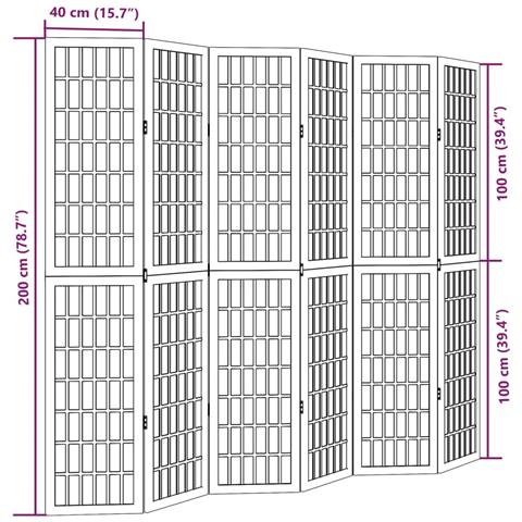 Divisorio Ambienti 6 Pannelli Nero Legno Massello di Paulownia - Foto 8