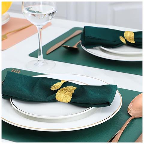 Set Di 12 Anelli Portatovaglioli Foglia Oro - Eleganti Supporti In Metallo Per San Valentino, Feste E Decorazioni Tavola - Foto 2