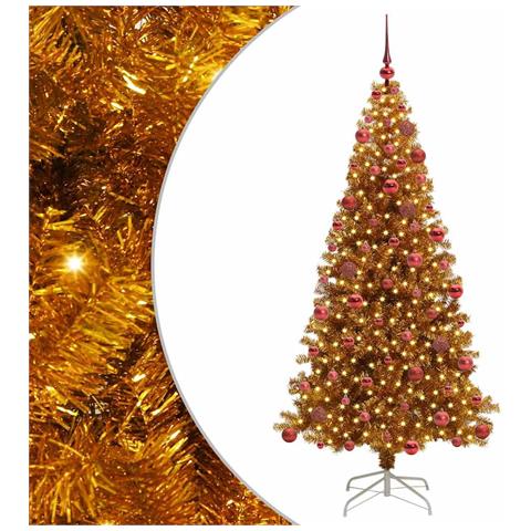 Albero di Natale con 300 LED con supporto Oro 180 cm PET - Foto 1