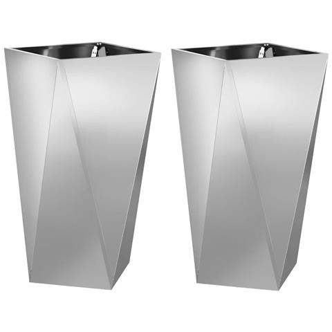 Fioriera 2 pcs Argento 40 x 40 x 75 cm Acciaio zincato - Foto 1