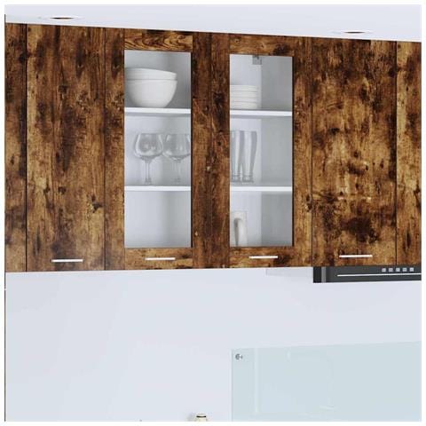 Armadio pensile con porta Riga Rovere fumé 80 x 31 x 80 cm - Foto 2