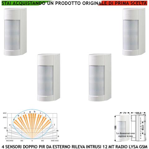 Rilevano Intrusi Doppio Infrarosso Da Esterno 4 Pezzi Radio Freq. 433,92 Mhz Per Lysa Gsm Antifurto Anti Jamming Senso - Foto 1