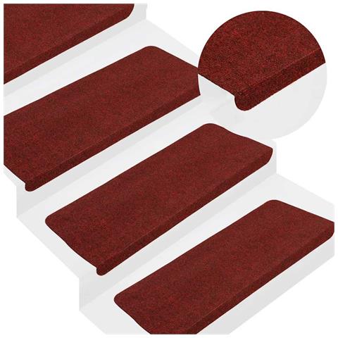 Tappetini Autoadesivi per Scale 30 pz Rossi 65x22,5x3,5 cm - Foto 2