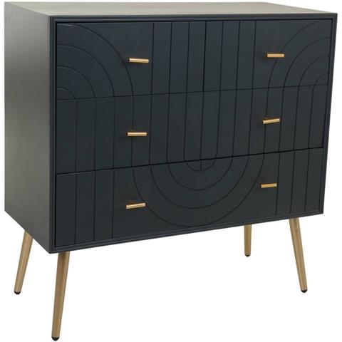 Cassettiera In Legno Grigio Scuro Metallo 80x37x78h - Foto 1