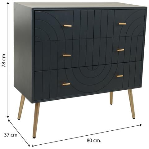 Cassettiera In Legno Grigio Scuro Metallo 80x37x78h - Foto 8