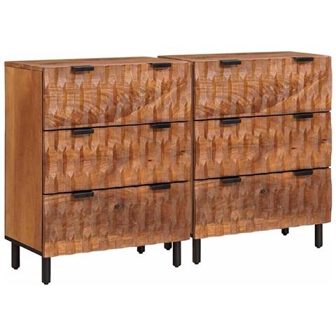 Credenza 2 pcs Finitura Marrone Acacia 60 x 33 x 75 cm - Foto 1