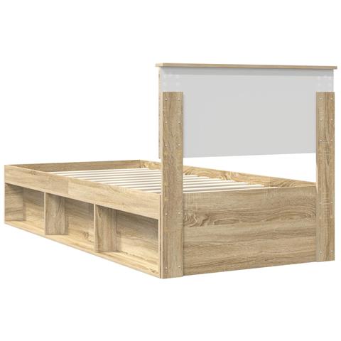 Struttura del letto Rovere Sonoma 90 x 200 cm Legno multistrato - Foto 9