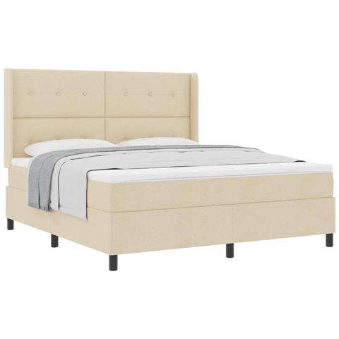 Letto a molle con materasso Crema 180 x 200 cm Tessuto - Foto 1