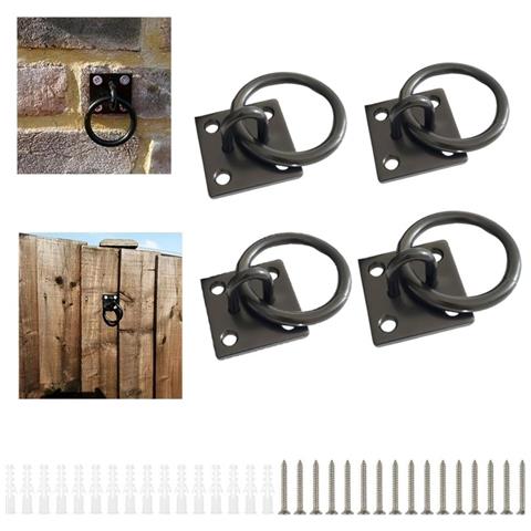 Set Di Ancoraggi M8 In Acciaio Inossidabile (4 Pezzi) — Anello D'ormeggio Marino Nero Con Occhiello A Piastra E Gancio A Molla Per Ponte Barca, Parete E Paratia - Foto 1