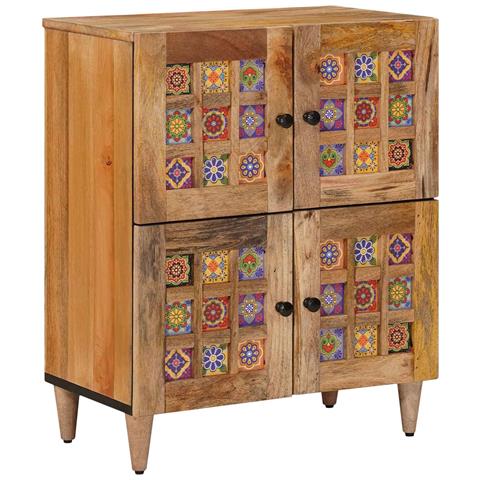Credenza Naturale 60 x 33,5 x 75 cm Legno di mango massello - Foto 1