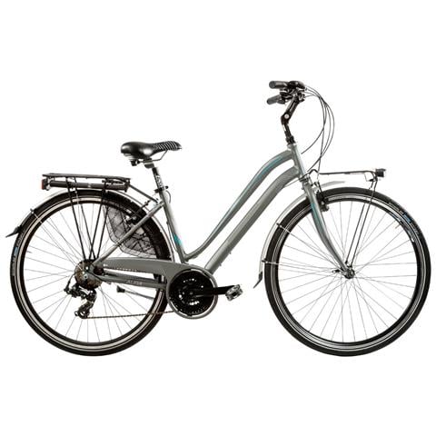 Bici Da Donna Misura 28 City Bike Bicicletta Aura21v Linea Aura Telaio In Alluminio Cambio 21v Completa Di Accessori Luci Led - 44 Titanio Opaco Azzurro - Foto 1