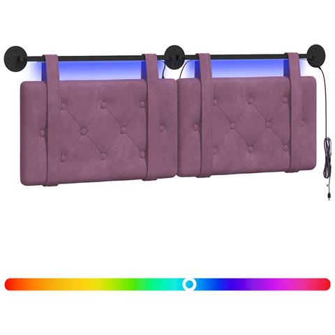 Testiera sospesa Con luce LED Viola Velluto - Foto 1