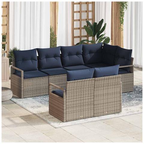 Set di divani 7 pcs Grigio polyrattan - Foto 2
