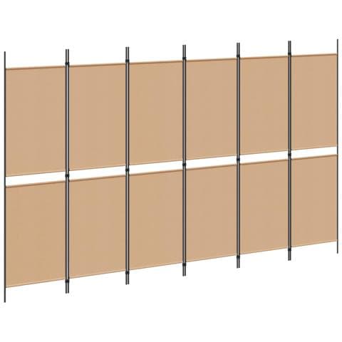 Divisore per Stanza a 6 Pannelli Beige 300 x 180 cm Tessuto - Foto 1