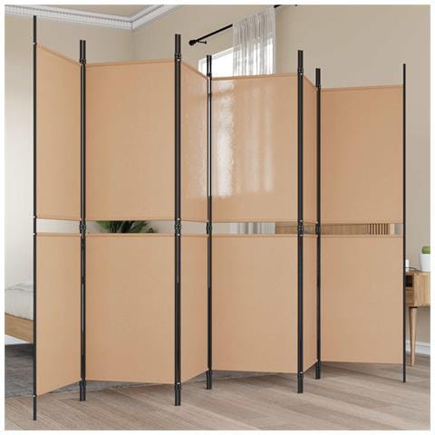 Divisore per Stanza a 6 Pannelli Beige 300 x 180 cm Tessuto - Foto 2