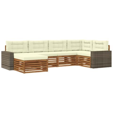 Set di divani da esterno con cuscino 6 pcs Naturale e Crema - Foto 1