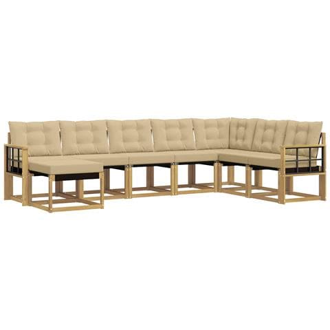Set di divani da esterno con cuscino 8 pcs Bianco e Beige - Foto 1