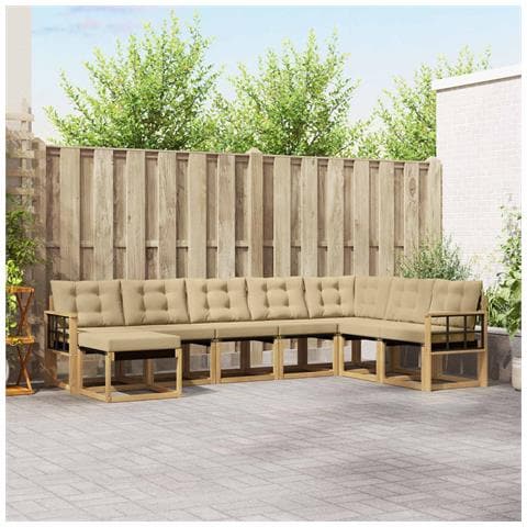 Set di divani da esterno con cuscino 8 pcs Bianco e Beige - Foto 2