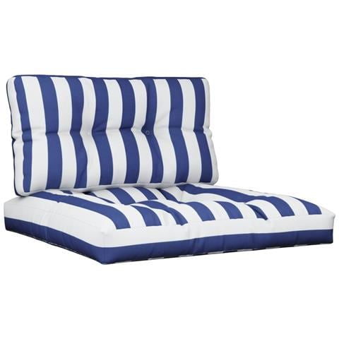 Cuscini per Pallet 2 pz Strisce Blu e Bianche in Tessuto - Foto 1