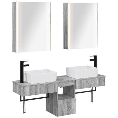 Set di Armadi da Bagno 5 pcs Sonoma grigio 53 x 15,5 x 70 cm - Foto 1