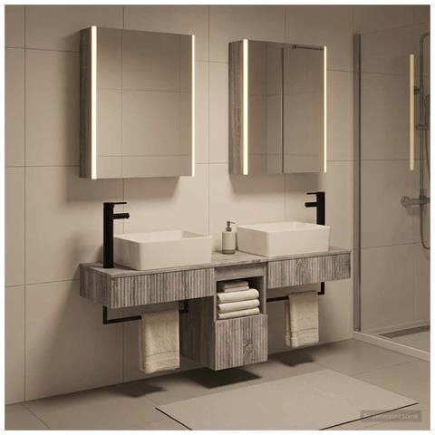 Set di Armadi da Bagno 5 pcs Sonoma grigio 53 x 15,5 x 70 cm - Foto 2