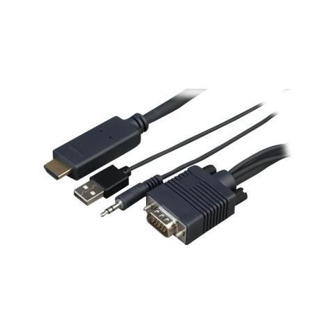 CAB-VGAHDMI1, VGA / 3.5 mm, HDMI, Maschio / maschio, Nero - Foto 1
