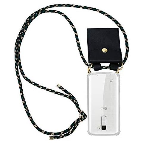 Catena Di Telefoni Cellulari Compatibile Con Lg K10 2016 In Camouflage - Coperchio Protettivo In Silicone Con Anelli D'oro, Cinturino In Corda E Custodia Staccabile - Foto 1