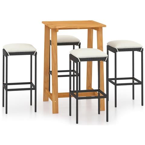 Set da Bar da Giardino 5 pz con Cuscini Nero - Foto 1