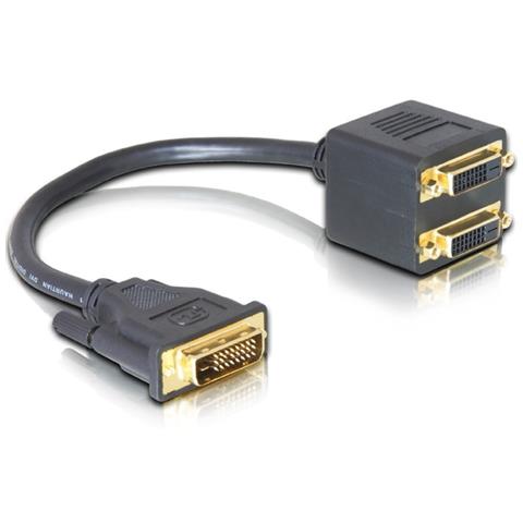 Adapter DVI25 M > 2x DVI25 F DVI-I DVI-25 Nero cavo di interfaccia e adattatore - Foto 1