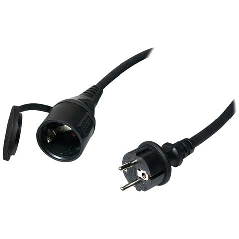 5m 2xSchuko, Maschio / femmina, Dritto, Dritto, Nero - Foto 1