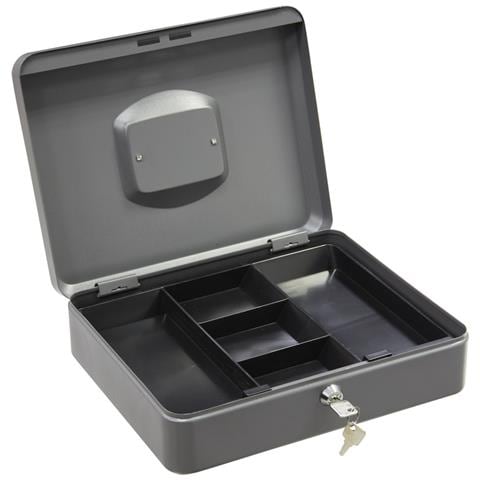 Elegant C9246 Cassetta Di Sicurezza Con Chiave Per Contare E Trasportare Denaro | Cassetta Portavalori In Acciaio Con Vassoio Portamonete | Cassaforte Portatile De 30 Cm Di Larghezza | Grigio - Foto 3